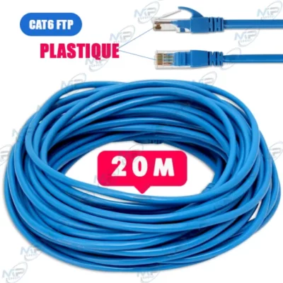 CABLE RESEAUX 20M CAT6 FTP BLEU